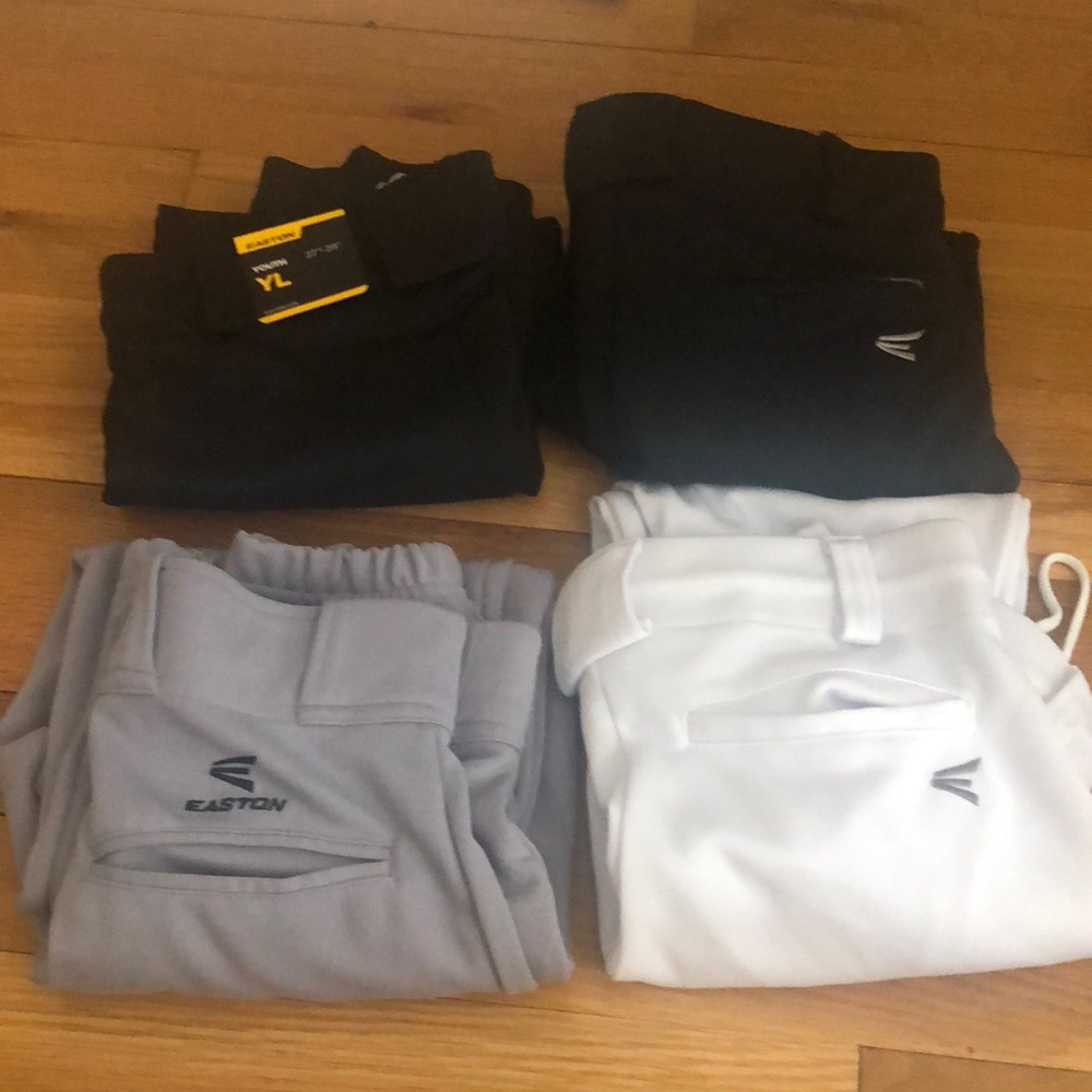 Easton Black, Gray, and White Baseball Pants new and used boys large and medium